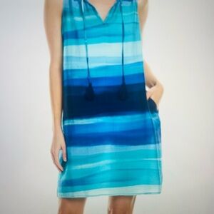 Tommy Bahama Blue Sleeveless V-Neck Sundress